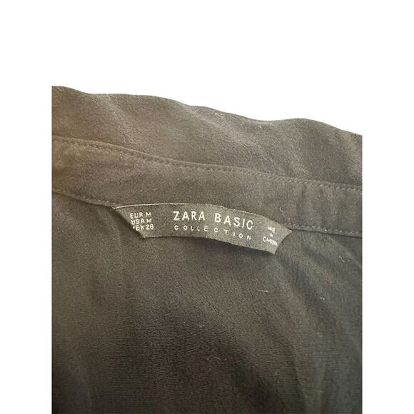 Zara Basic Women's Navy Blue Button-Up Shirt Size M Long Sleeve Casual - Picture 3 of 3